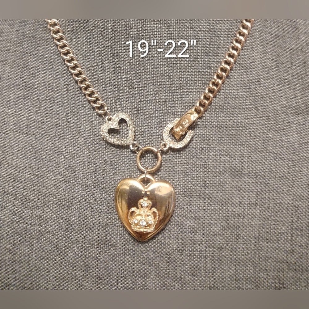 Heart, Crown, Rhinestone Necklace